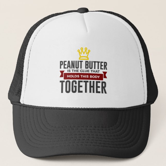 Love Peanut Butter Funny Foodie Design Trucker Hat (Front)