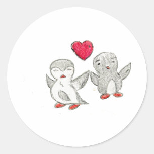 Love Penguins Classic Round Sticker