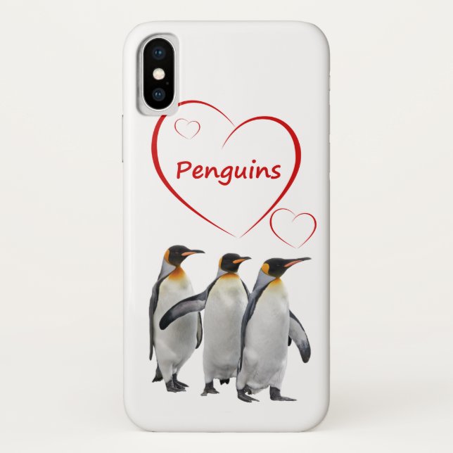 Love Penguins iPhone X Case (Choose Your Colour) (Back)