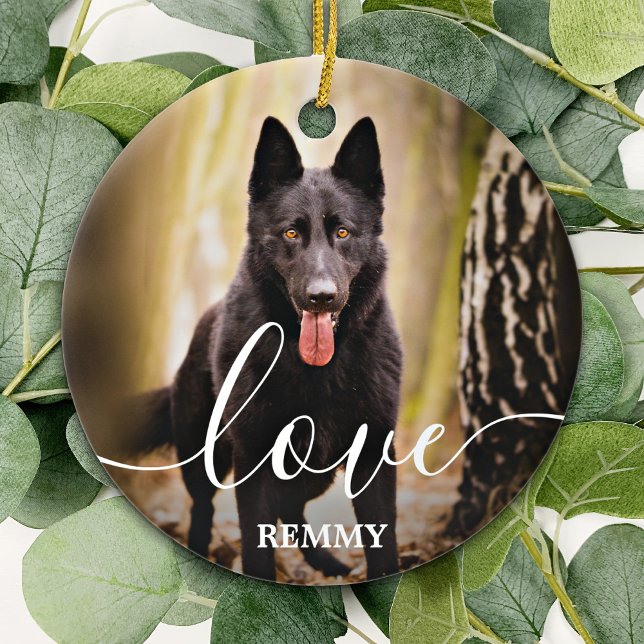 Love Personalised 2 Photo Dog Pet Memorial  Ceramic Tree Decoration (Creator Uploaded)