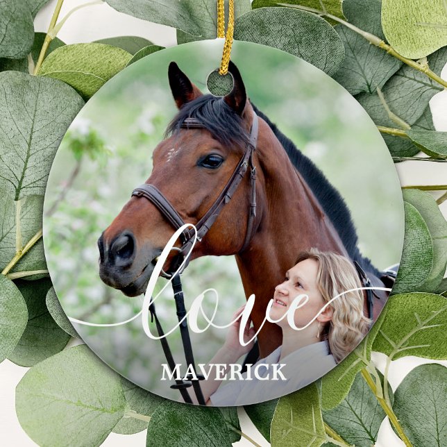Love Personalised 2 Photo Horse Lover  Ceramic Tree Decoration (Creator Uploaded)