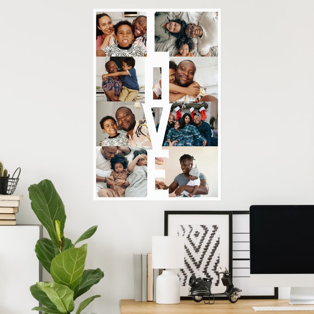 LOVE Personalised 8 photo collage Poster (Home Office)
