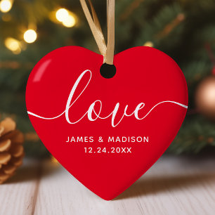 Love Personalised Couples Red Photo Ornament