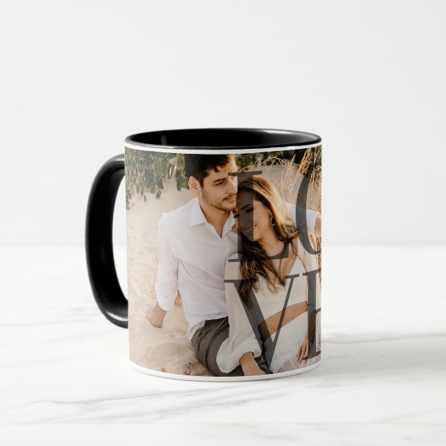 "LOVE" personalised Full photo layout Mug (Front Left)