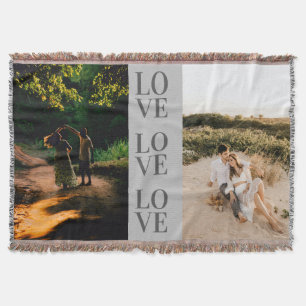 "LOVE" personalised Full photo layout Throw Blanket