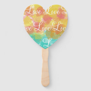 Love Personalised Gouache Watercolors Hand Fan