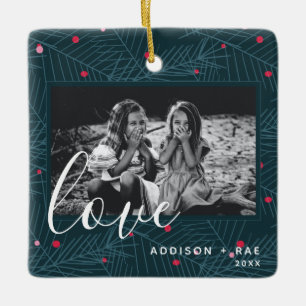 Love Personalised Holiday Photo Christmas Gift Ceramic Ornament