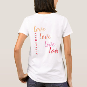 Love Personalised Name Back Design T-Shirt