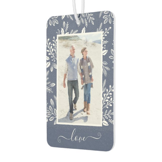 LOVE Personalised Photo Blue Car Car Air Freshener (Left)