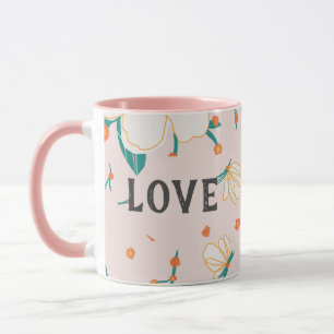 Love Personalised watercolor floral pattern Pink Mug