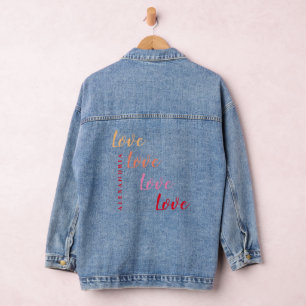 Love Personalized Minimal Typography Denim Jacket