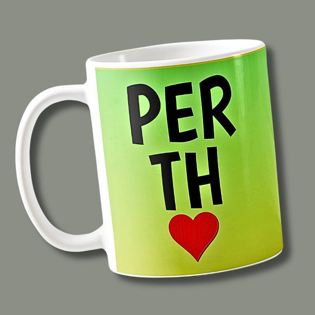 Love PERTH (or your text) Heart on Green Gold Coffee Mug (Creator Uploaded)