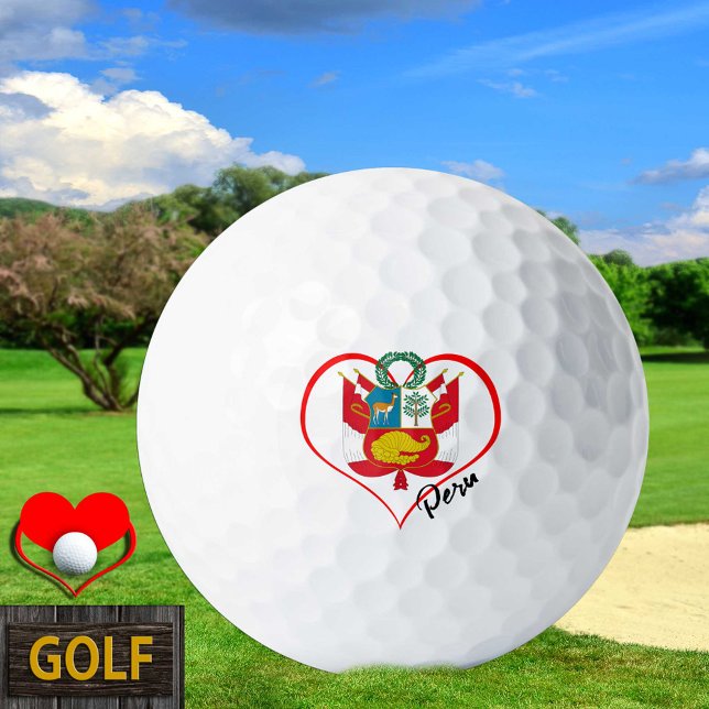 Love Peru Golf Balls, Peruvian flag, Heart Balls (Creator Uploaded)