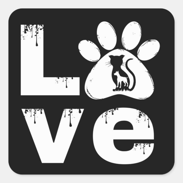 LOVE PET PAW ANIMAL GIFT SQUARE STICKER (Front)