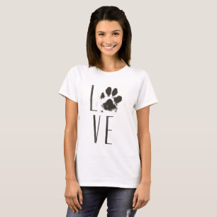 Love Pet Paw Print Brown Grunge T-Shirt