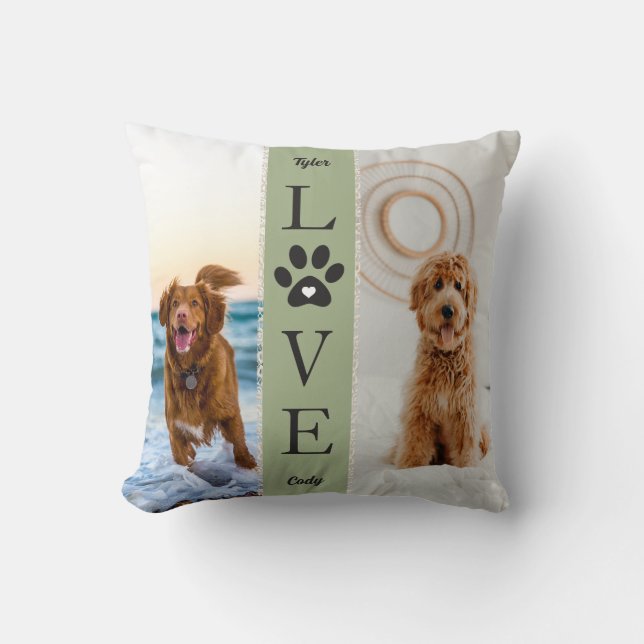 LOVE Pet Photos Custom Names Lace Band Cushion (Front)
