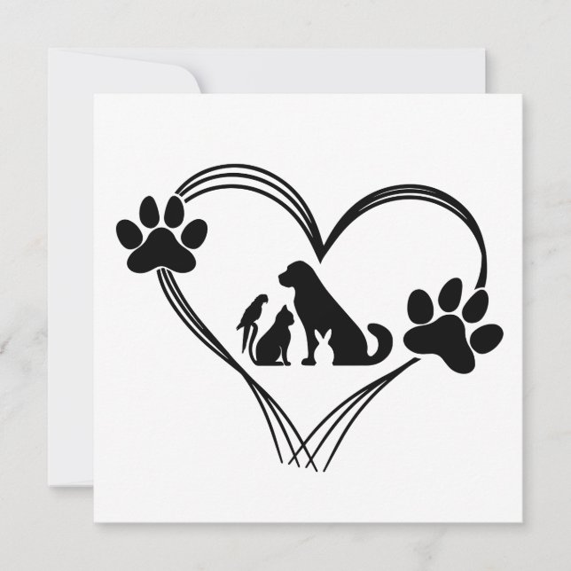Love Pets paws  Invitation (Front)