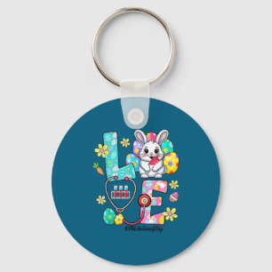 Love phlebotomist life bunny stethoscope easter key ring