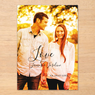 Love photo add name est. Date year wedding couple  Acrylic Invitations