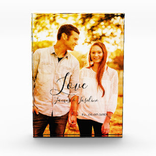 Love photo add name est. Date year wedding couple Block
