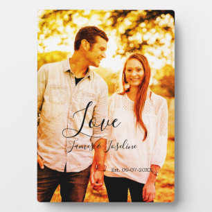 Love photo add name est. Date year wedding couple  Plaque