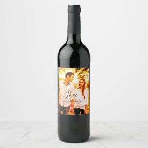 Love photo add name est. Date year wedding couple  Wine Label