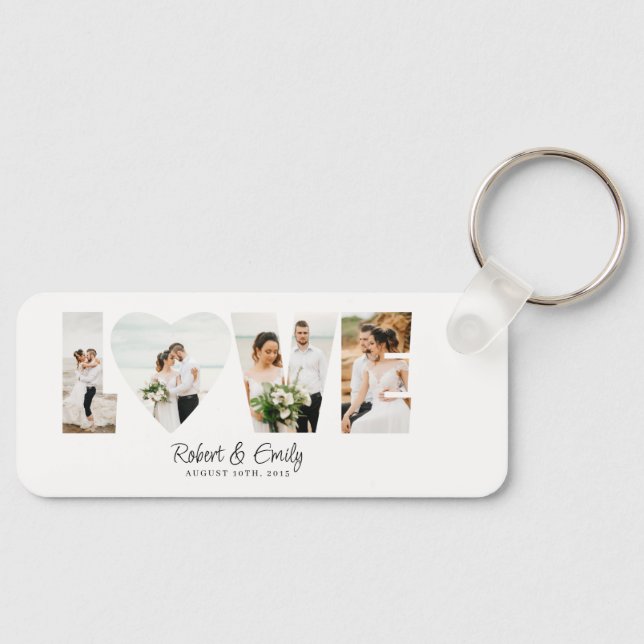 Love Photo Collage 4 Photos Anniversary Gift Key Ring (Front)