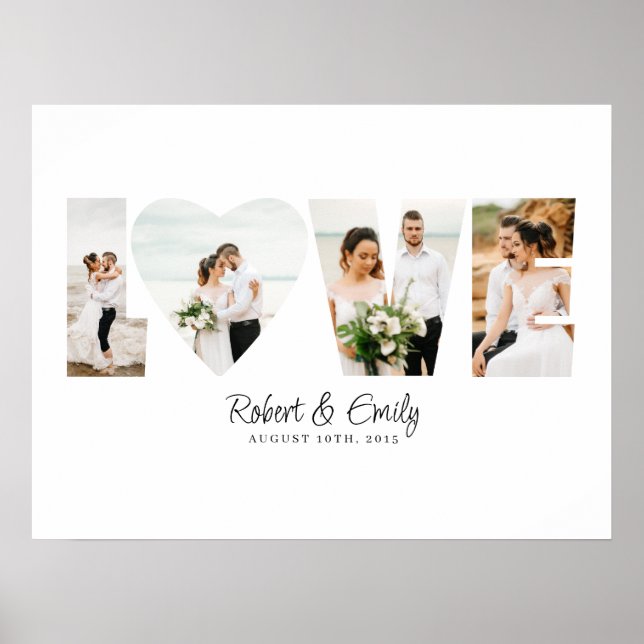 Love Photo Collage 4 Photos Anniversary Gift Poster (Front)