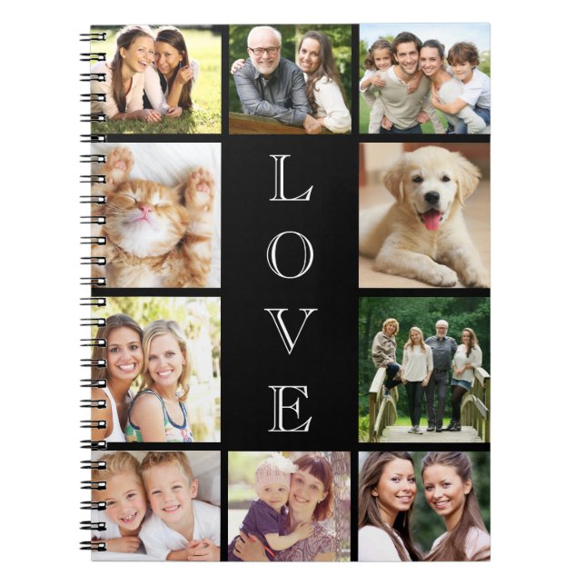 Love Photo Collage Black Notebook (Front)