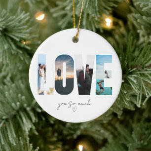 LOVE Photo Collage Christmas Ceramic Tree Decoration
