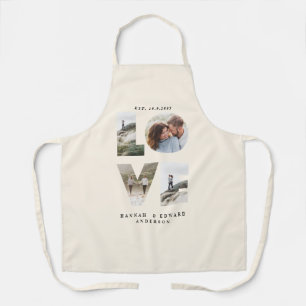 Love photo collage modern cream personalised apron