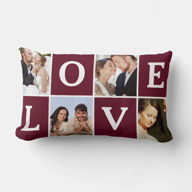 Love Photo Collage Valentine's Day Lumbar Cushion (Front)