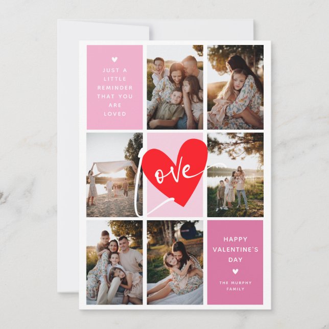 Love Photo Grid Valentine's  Holiday Card (Front)