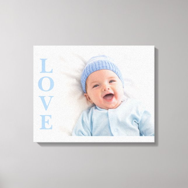 Love Photo Keepsake Blue Typography Canvas Print (Front)