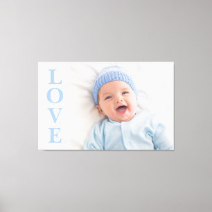 Love Photo Keepsake Blue Typography Canvas Print