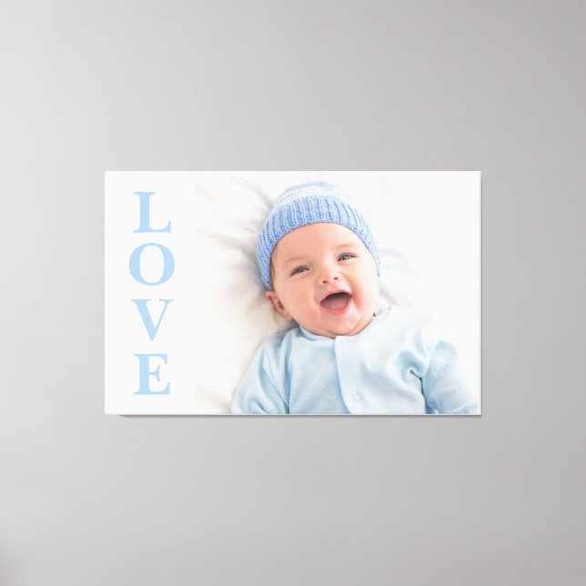 Love Photo Keepsake Blue Typography Canvas Print (Front)