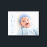 Love Photo Keepsake Blue Typography Canvas Print<br><div class="desc">Adorable blue L-O-V-E typography for your favourite photo.  What a special keepsake.</div>