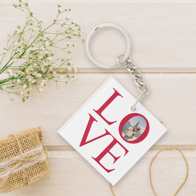 Love Photo Key Ring (Celebrate your love with this keychain that features Love in a classic font with a photo in the "o".)