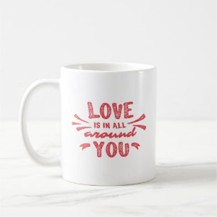 Love Photo Red Stamp Script Lettering Valentines Coffee Mug
