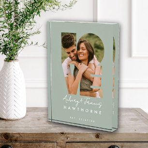 Love Photo Simple Modern Personalised Gift Green Block