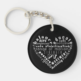 Love Physical Therapy Heart Word Art Key Ring