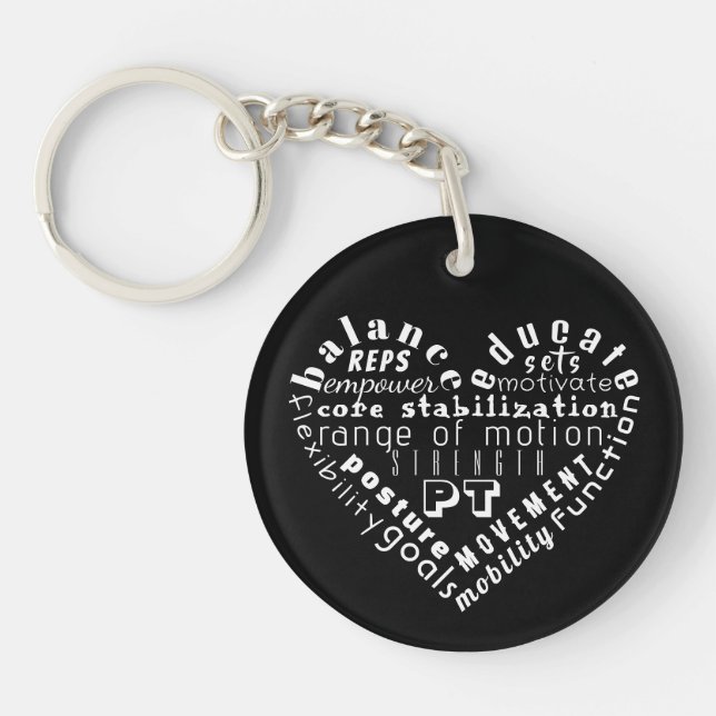 Love Physical Therapy Heart Word Art Key Ring (Front)