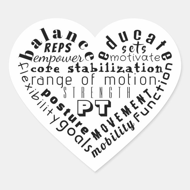 Love Physical Therapy Heart Word Art Tote Bag Heart Sticker (Front)