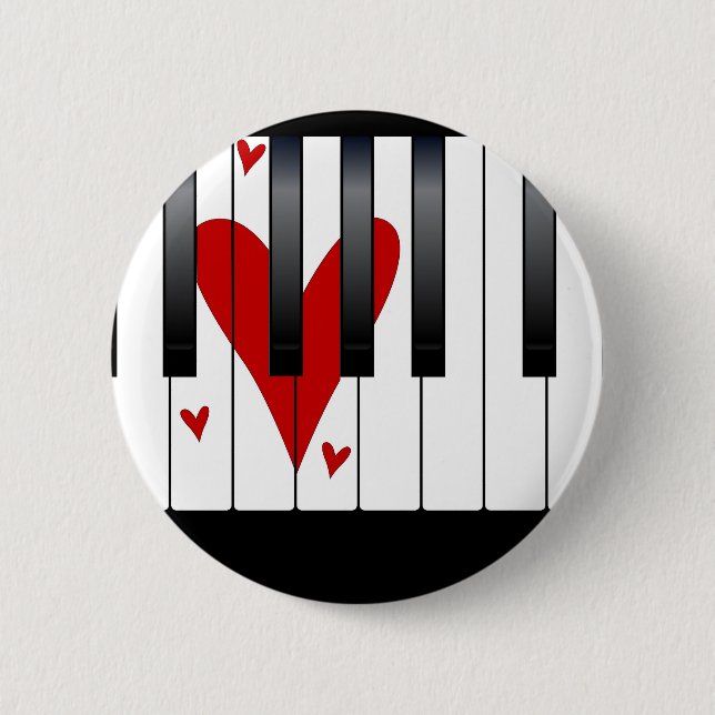 Love Piano 6 Cm Round Badge (Front)