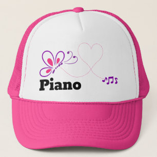 Love Piano Pink Purple Butterfly Heart Trucker Hat