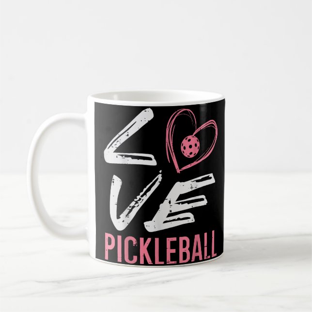 Love Pickleball Heart Pickle Ball Women Girls Kids Coffee Mug (Left)