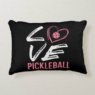 Love Pickleball Heart Pickle Ball Women Girls Kids Decorative Cushion