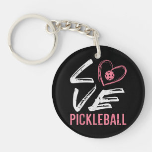 Love Pickleball Heart Pickle Ball Women Girls Kids Key Ring