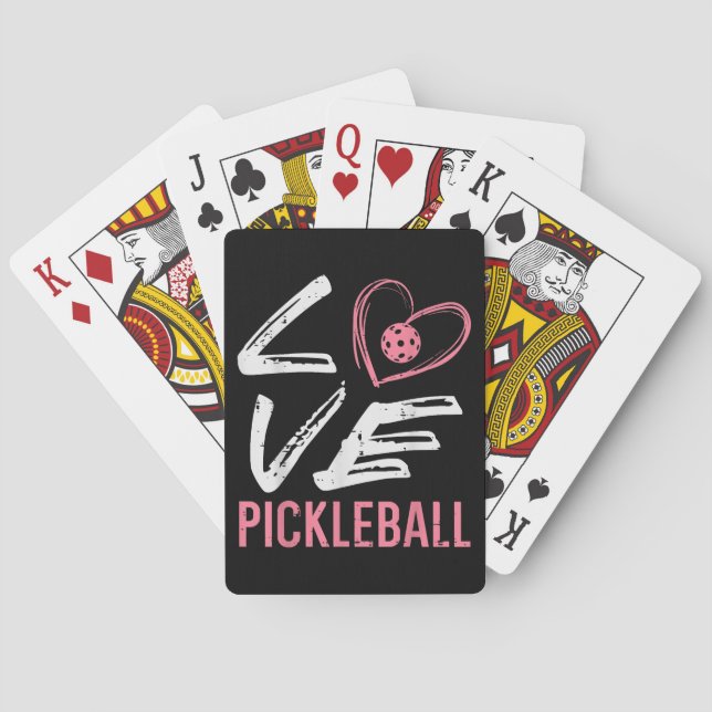 Love Pickleball Heart Pickle Ball Women Girls Kids Playing Cards (Back)