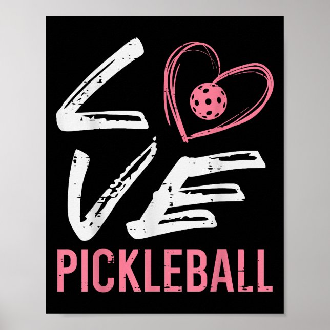 Love Pickleball Heart Pickle Ball Women Girls Kids Poster (Front)